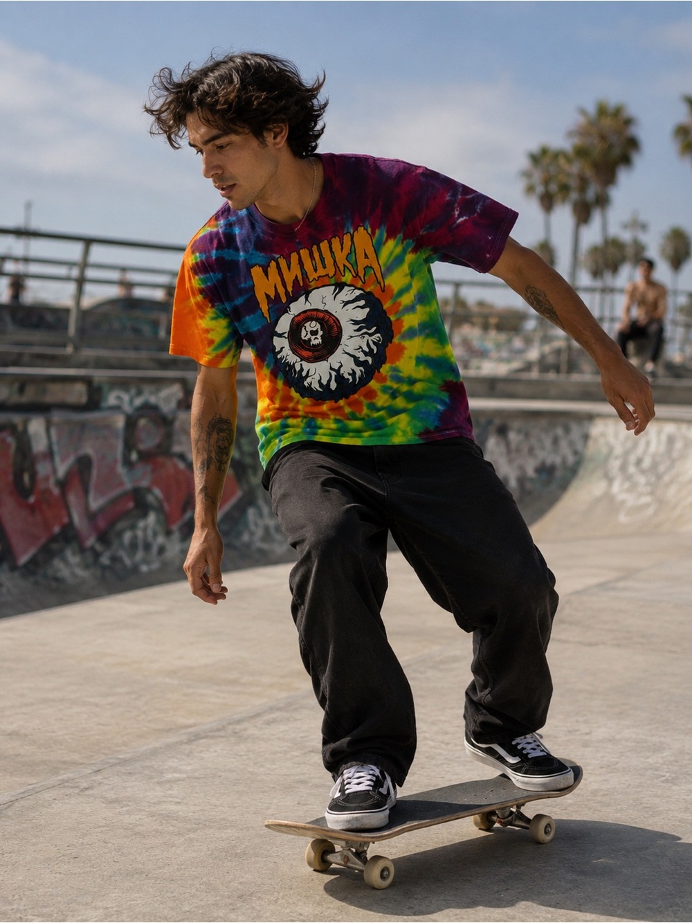 MISHKA NYC MNWKA Flame Eyeball USA Tye Dye Size Medium Short Sleeve Supreme